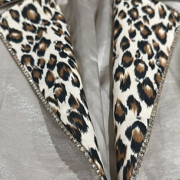 CACHE SOLINI NEW YORK Vintage Shimmer Rhinestone Leopard Cheetah Print Dress Coc - Picture 7 of 10
